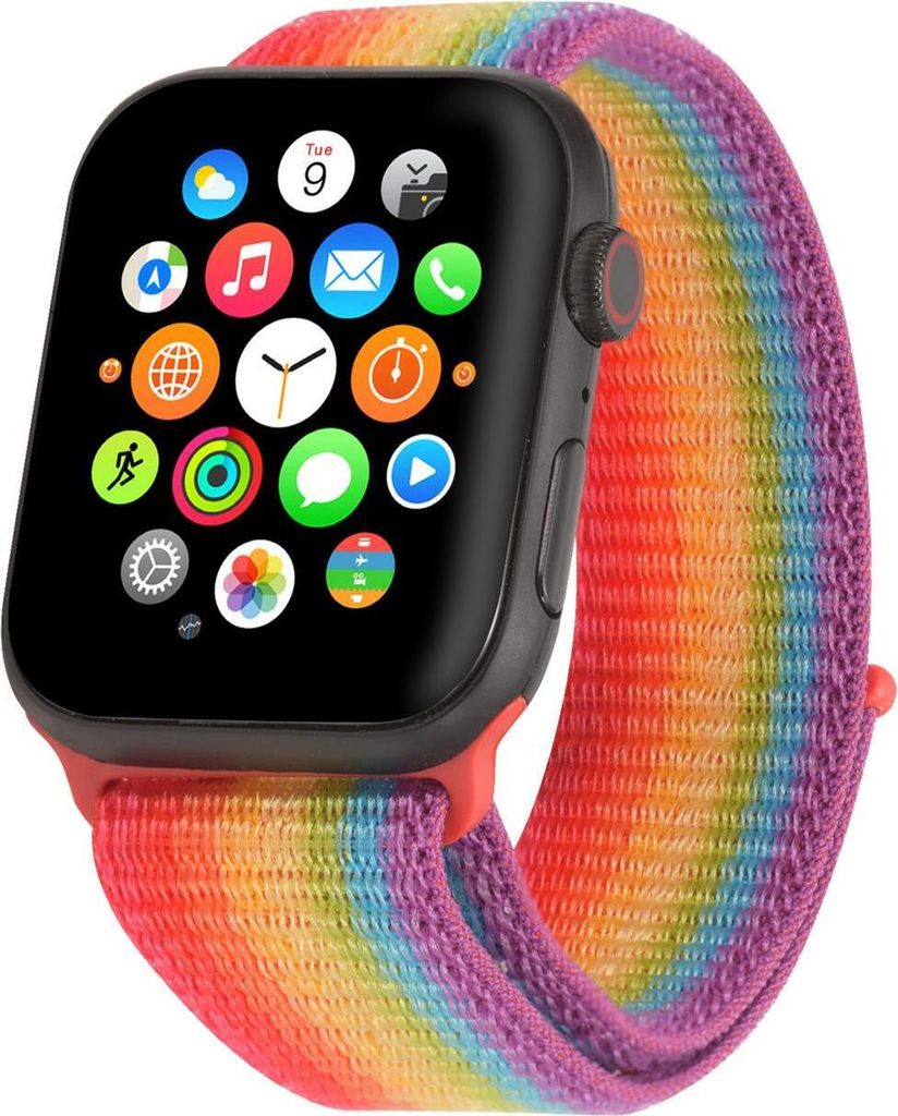 Conie Ersatz Armband passend für die Apple Watch 1 2 3 4 5 6 7 8 9 10 SE 38mm 40mm 41mm 42mm Größe Universal Material Nylon Premium Sport Uhrena...