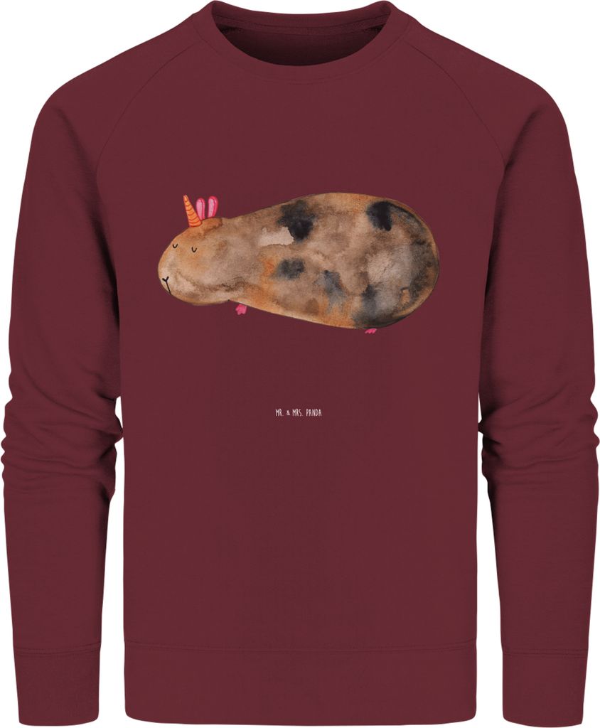 Mr. & Mrs. Panda Organic Baumwolle Pullover Einhorn Meerschweinchen Größe XS - Burgundy - Geschenk, Einhörner, Sweatshirt, Unicorn, Meerhörnche...