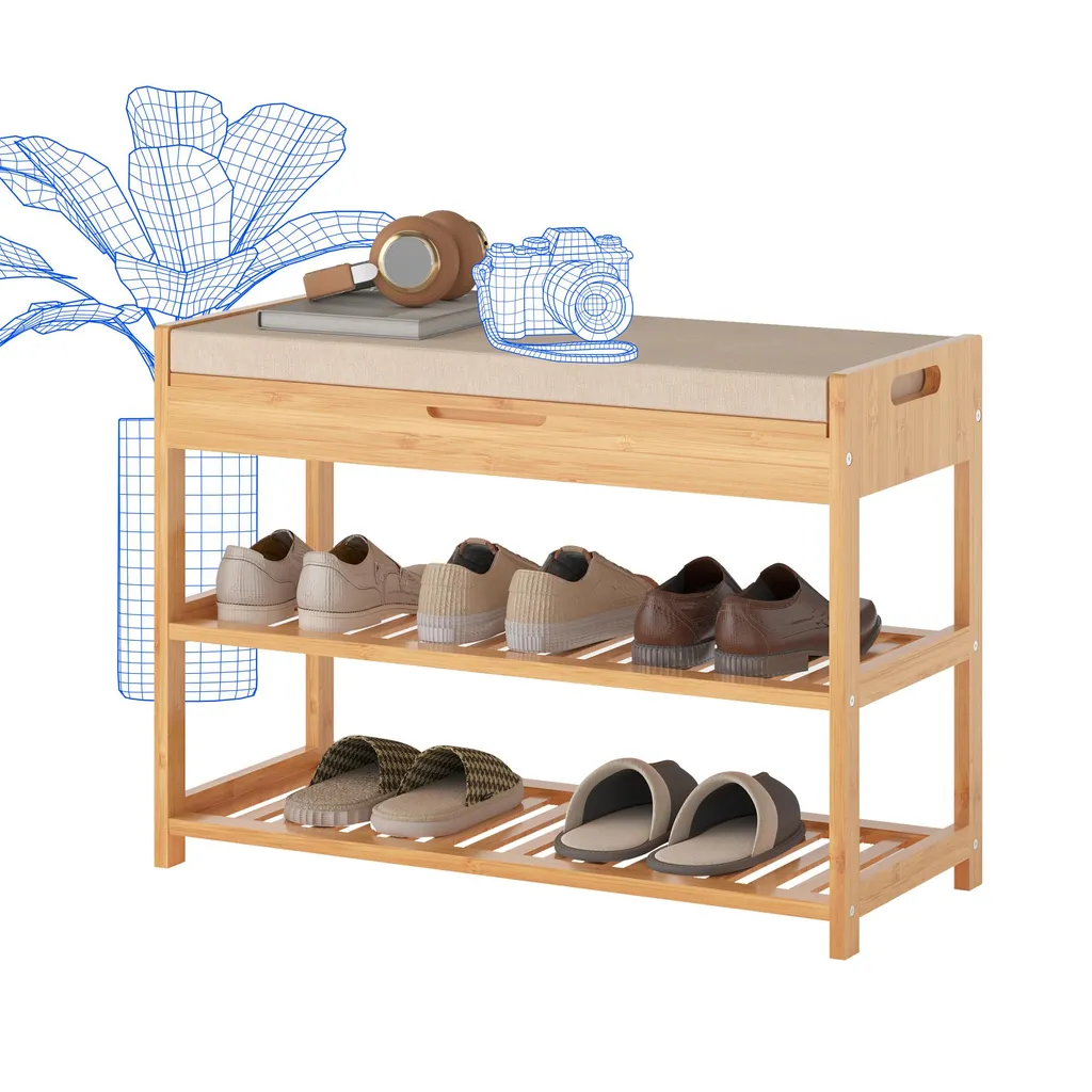 Banc à chaussures FLEXISPOT en bambou robuste supportant 200 kg