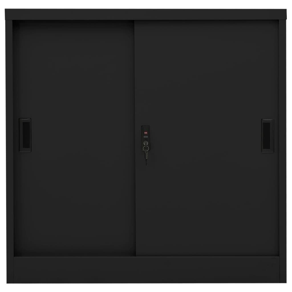 vidaXL Armoire de bureau avec porte coulissante noire Image du produit 