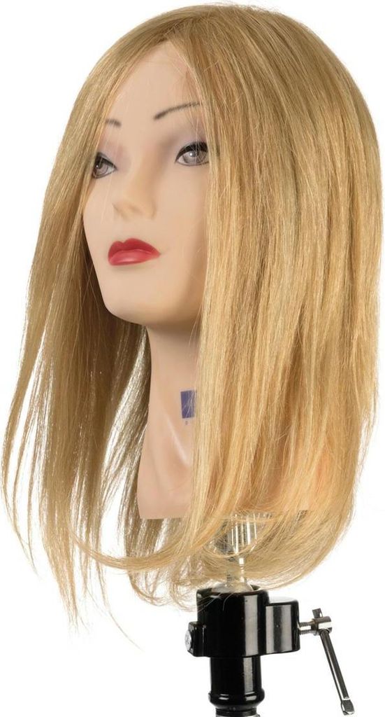 I118 Labor , Trainingskopf , Für Eine Frisörin , 30 Cm, Mittelkurz, Hellblond