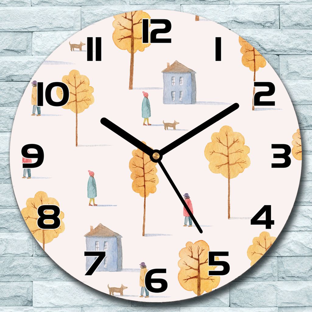 Wanduhr aus Glas Rund fi 30 Aquarell Farbenfroh Quarz Deko Schlafzimmer Büro