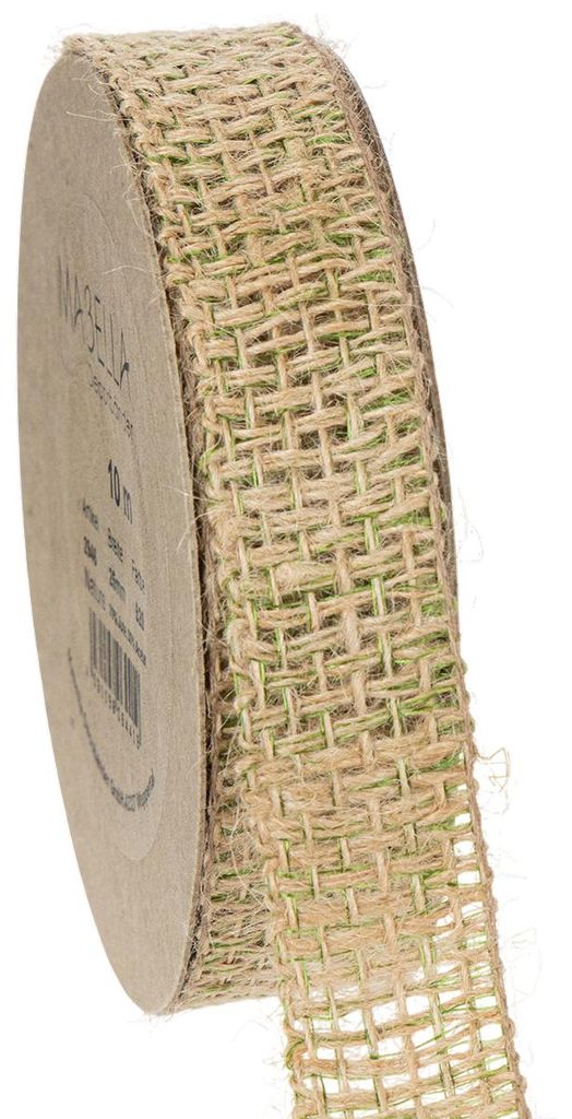 Dekoband Jute Grün Natur 25mm 10m Geschenkband Schleifenband Dekoration