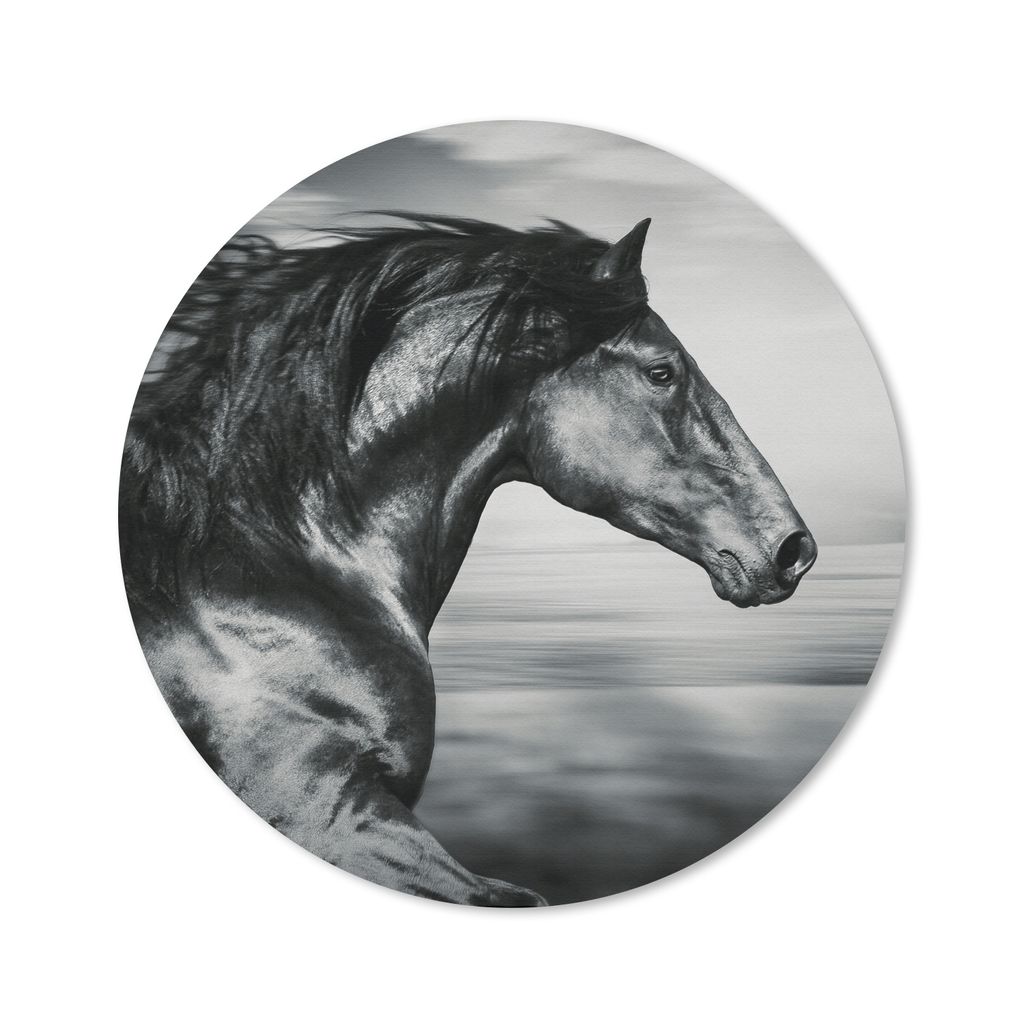 MuchoWow Mauspad Mousepad Pferd - Tiere - Schwarz - Weiß 20x20 cm - Mousepads - Maus Mat - Pad - Mausunterlage - Schreibtischmatte