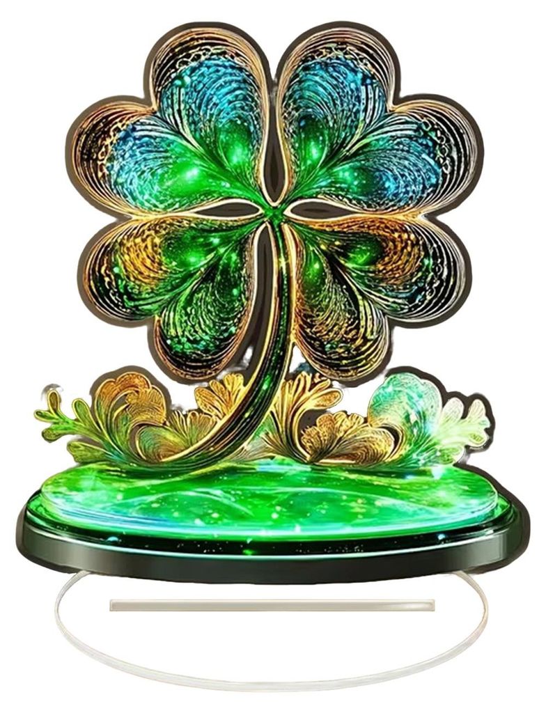 Acryl-Tischschild zum St. Patrick's Day, 2D-Design mit irischem Kleeblatt und Kobold, Tischdekoration für drinnen, Schreibtisch oder Regal