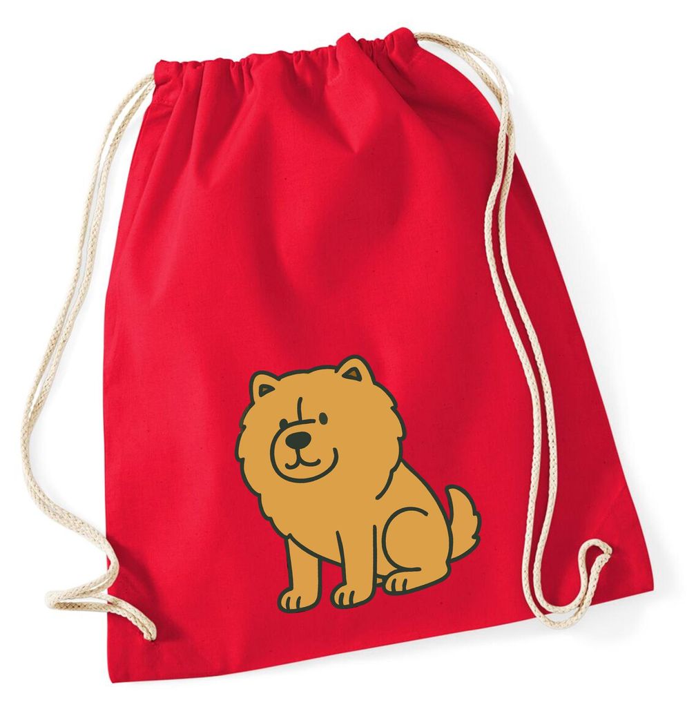 Huuraa Turnbeutel Chow-Chow Comic Chowie 12 Liter Classic Red Baumwolle Rucksack Geschenkidee