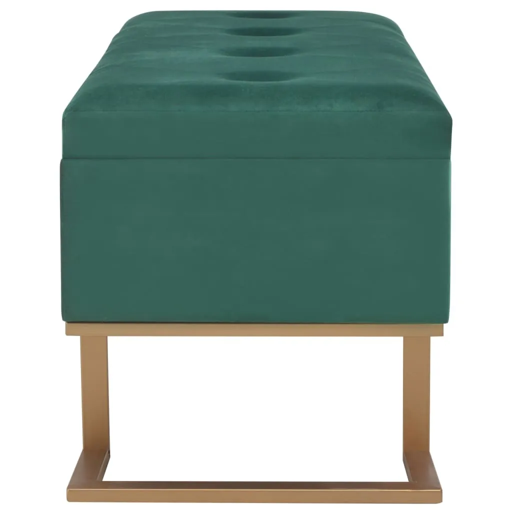 Banc de rangement en velours vert 105 cm avec assise matelassée - 4
