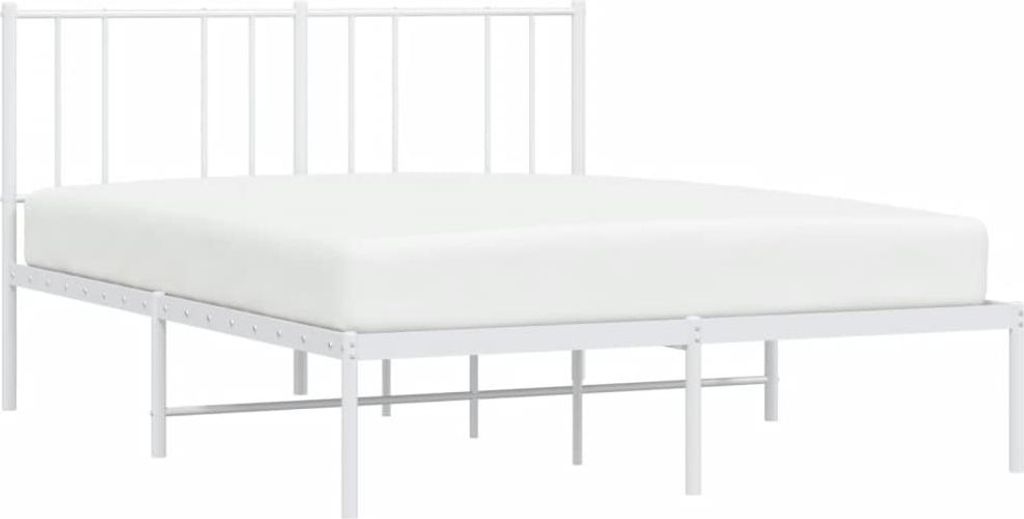 vidaXL Bettgestell mit Kopfteil Metall Weiß 120x190 cm Produktbild 