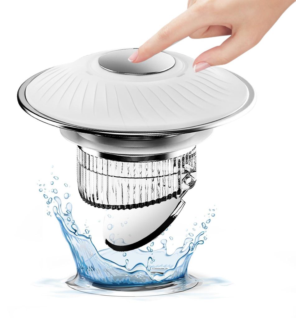 Waschbecken-Abflusssieb, Waschbeckenstöpsel mit herausnehmbarem Antiverstopfungsfilter, Pop-up-Silikon-Abflussstopfen mit Sieb, schneller Abfluss,...