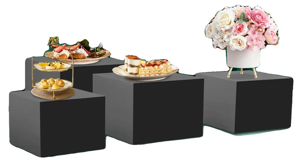 Présentoir buffet noir 4 pièces empilables idéal pour mariage et fête