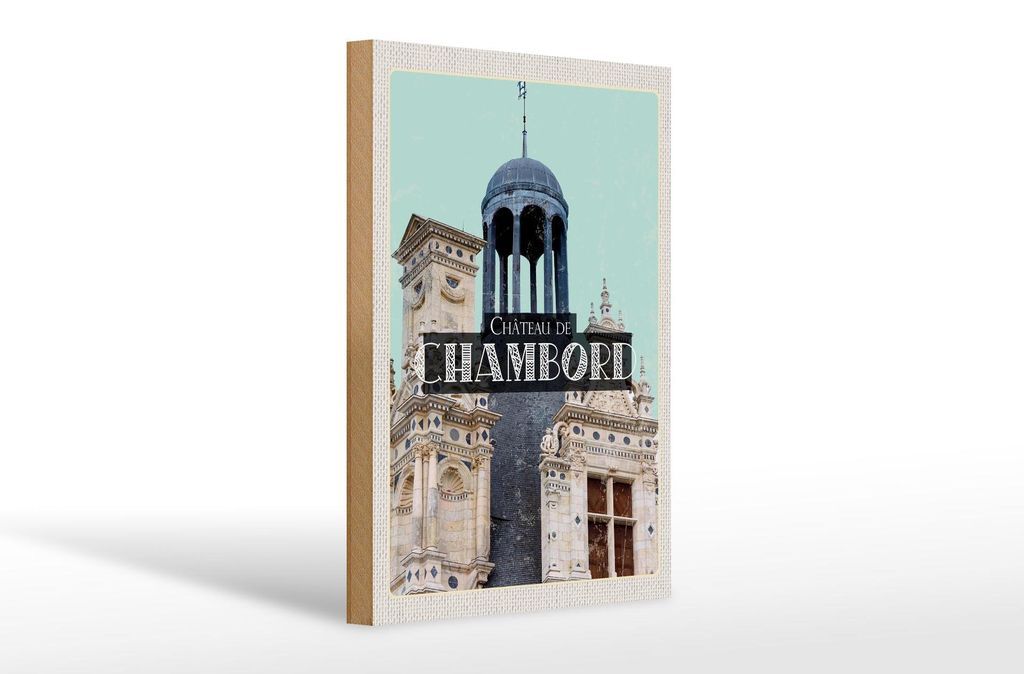 Holzschild Reise 20x30cm Retro Chenonceau France Schloss Produktbild 