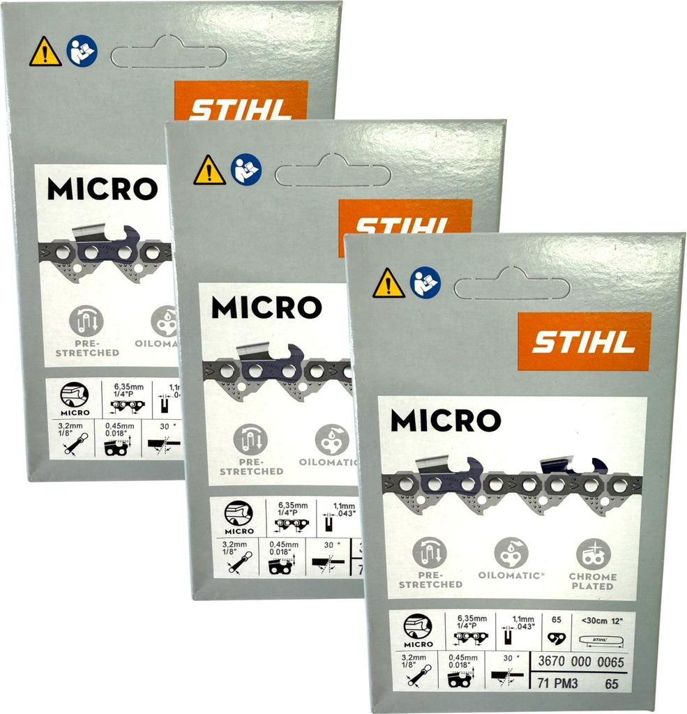 Stihl 3x 1/4" Picco Micro 3 (PM3) catena da sega 30 cm 1/4" Immagine del prodotto 