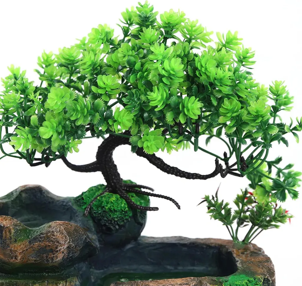 Fontaine de table décorative zen avec cascade d'eau et lampe LED 25cm