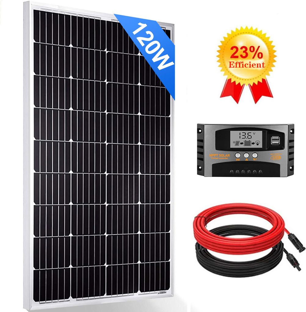 Gliese 120 Watt Monokristallin Solarpanel 120W Solarmodul Solar Set für Balkonkraftwerk Gartenhäuse Wohnmobil Camper Boot