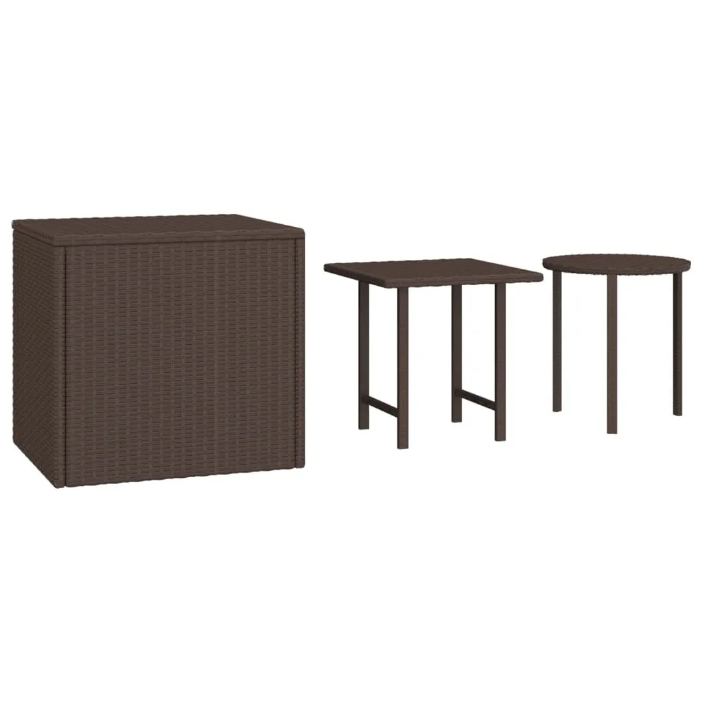 Tables de jardin en résine tressée marron 3 pcs - Design et durable