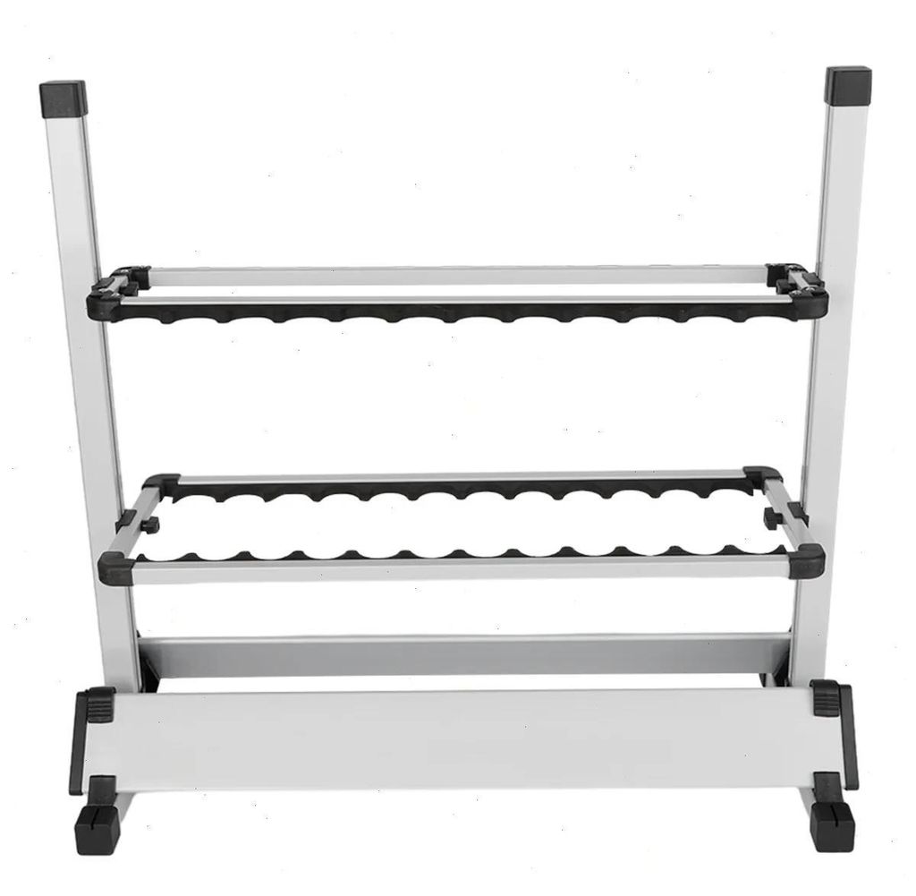 Angelrutenständer - 2er Set 24 Rutenhalter - Höhenverstellbarer Rutenständer - Tragbares Aufbewahrungsregal aus Aluminiumlegierung - Weiß