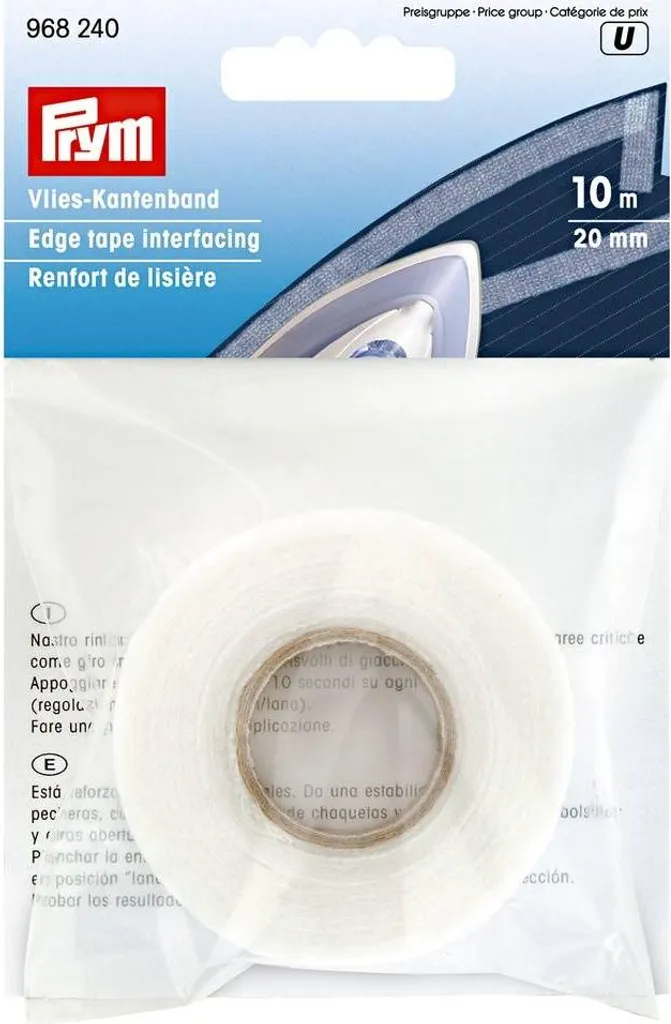 Ruban de renforcement anti-effilochage thermocollant blanc 20 mm x 5m