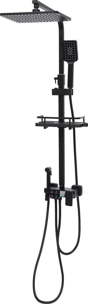 Wandmontage Duschsystem Duschset Duscharmatur Schwarz mit Handbrause