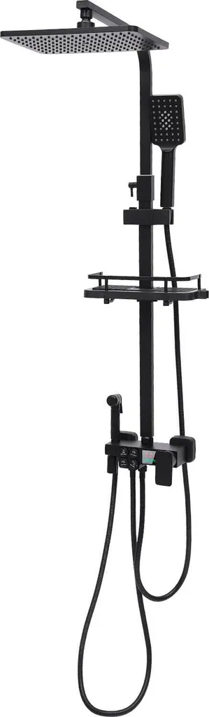 Douche murale noire anti-trace avec douchette haute pression incluse