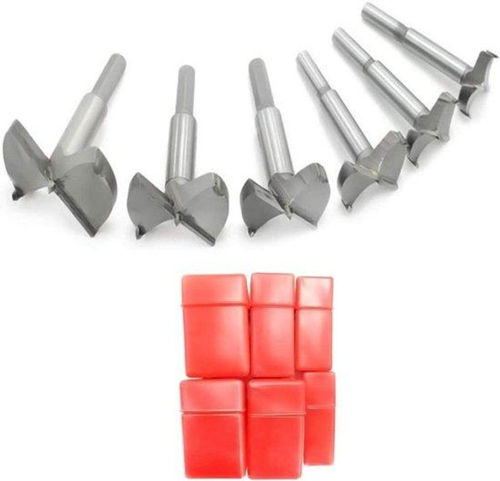 Houtboren-Set mit 6 Stück für Houtbearbeitung, 30-60mm, Carbide-Karbid, Stahl, hohe Geschwindigkeit, runde Schacht, DC02A
