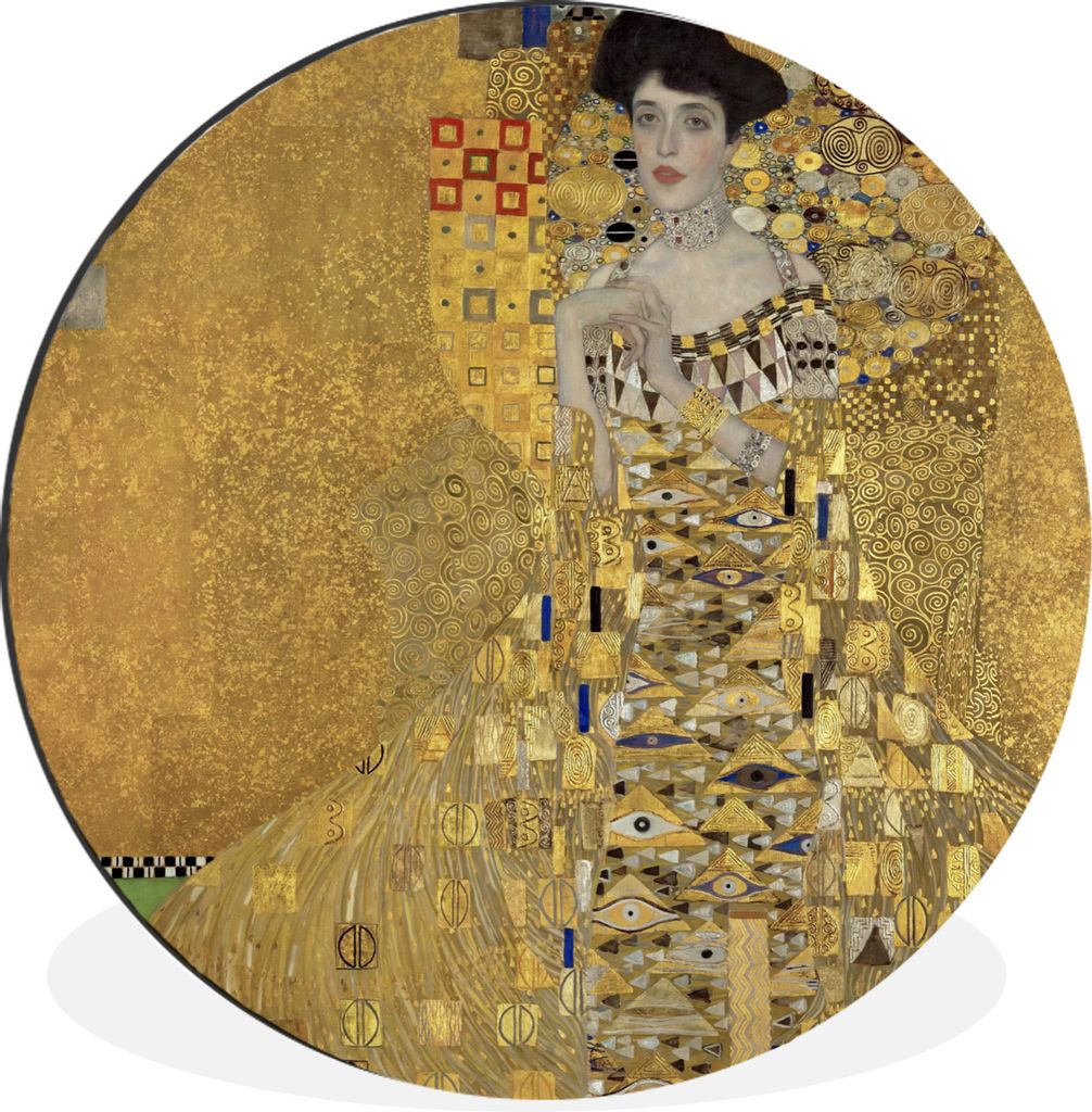 MuchoWow Aluminium Wandkreis Porträt von Adèle Bloch-Bauer I - Gustav Klimt Ø 90 cm Wanddeko Modern Wohnzimmer - Mauerkreis - Wandbilder - Run...