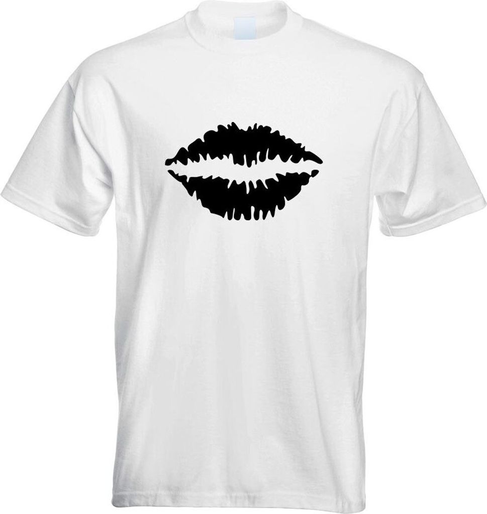 Kiwistar - T-Shirt - Weiss - Kussmund Motiv2 Motiv Bedruckt Funshirt Design Print - mit Motiv Bedruckt - Funshirt Design - Sport - Freizeit - Herre...