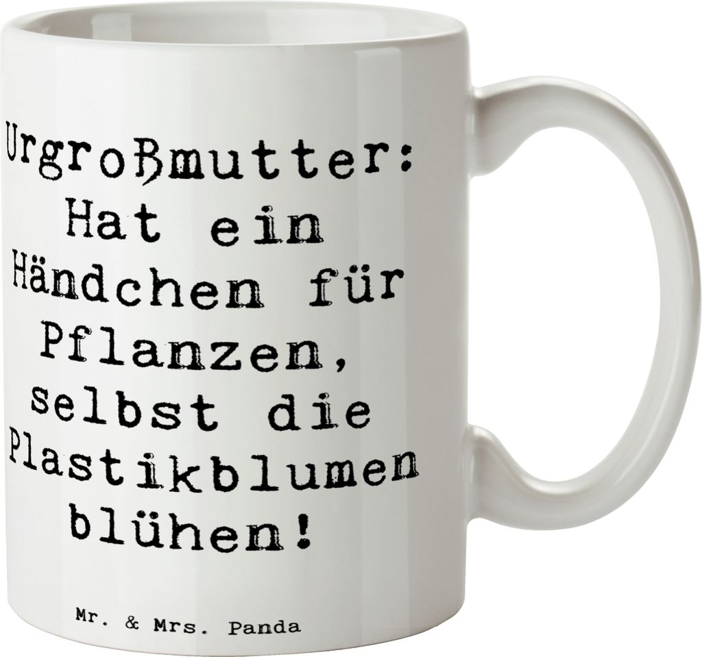 Mr. & Mrs. Panda Kaffeetasse Spruch Urgroßmutter Wundergrün - Weiß - Geschenk, Kaffeebecher, Becher, Pflanzen, Tasse, Erinnerungen, Familienmitg...