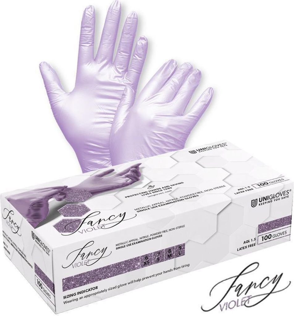 Einweghandschuhe Fancy Violet - Gr. M - 100 Nitrilhandschuhe violett glänzend
