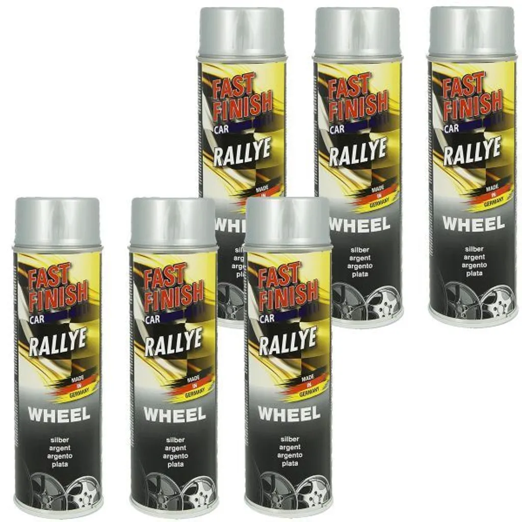 Pack de 6 Bombes Peinture Jantes FastFinish Argent Rallye 500 ml