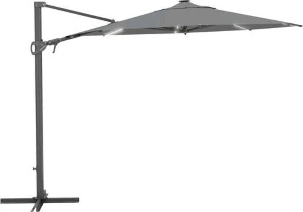 LED Ampelschirm SOLUNA Chambéry Sonnenschirm Ø 300 cm grau Produktbild 