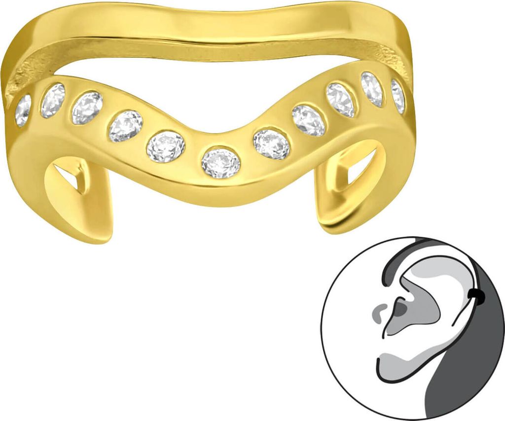 Ear Cuff 925 Sterling Silber vergoldet Ohrmanschette Produktbild 