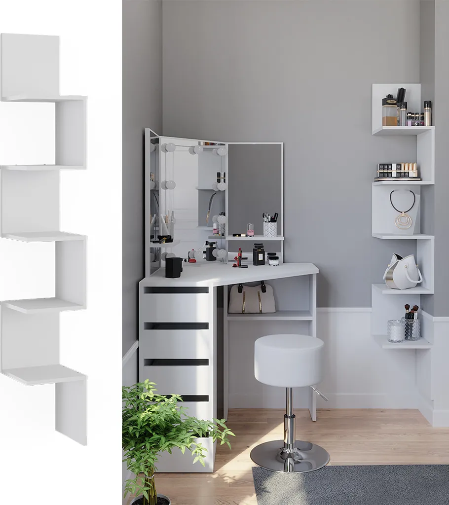 Étagère d'angle Vicco Paolo : Solution Gain de Place Blanc 28x175,4 cm