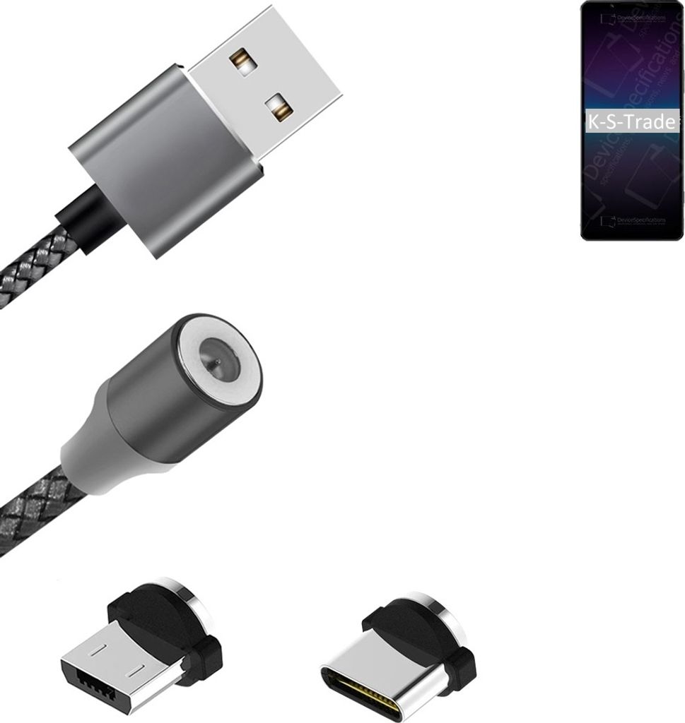 K-S-Trade Hochwertiges Magnet-Lade-kabel Sync-Kabel Daten-Kabel für Sony Xperia 1 IV mit USB-Typ-C-Anschluss und Micro-USB-Anschluss 2A bis zu