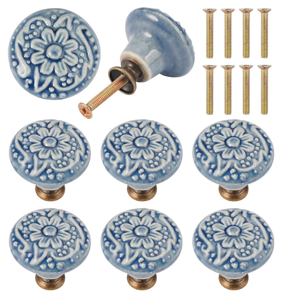 8 Keramik-Möbelknöpfe, Vintage-Keramik-Schubladengriffe, Keramikknöpfe für Möbel, Vintage-Keramik-Schrankknöpfe mit Schrauben für Sideboards...