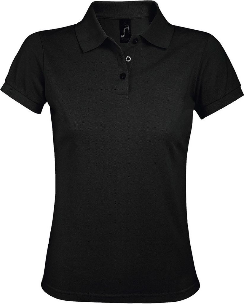 SOLS Prime Damen Pique Polo-Shirt, Kurzarm PC494 (S) (Schwarz)