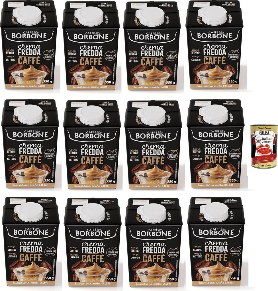 Caffè Borbone Kaffeecreme - Sahne auf Milchbasis mit laktosefreiem, löslichem Kaffee, langlebig UHT - laktose- und glutenfrei 12x 550-Gramm-Karto...
