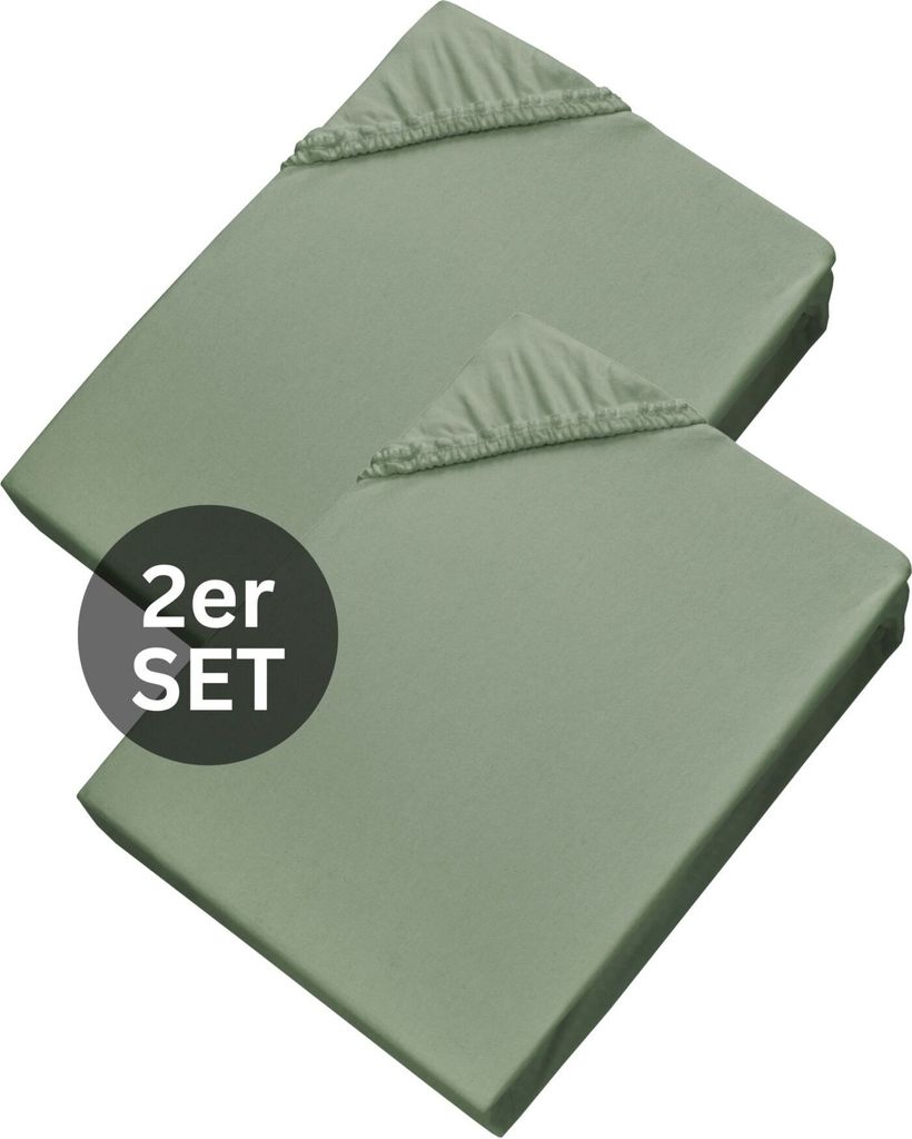 SCHÖNER WOHNEN-Kollektion Spannbettlaken BASIC Salbei 150 x 200 cm - 2er Set