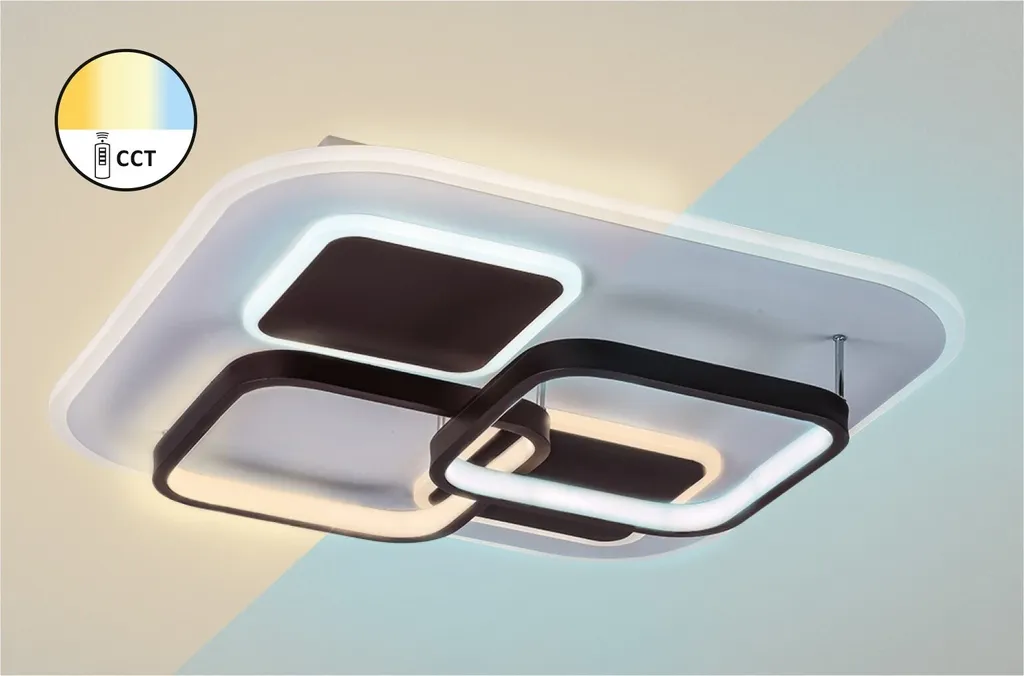 Plafonnier LED Carré Design Delion 50W CCT Réglable avec Télécommande