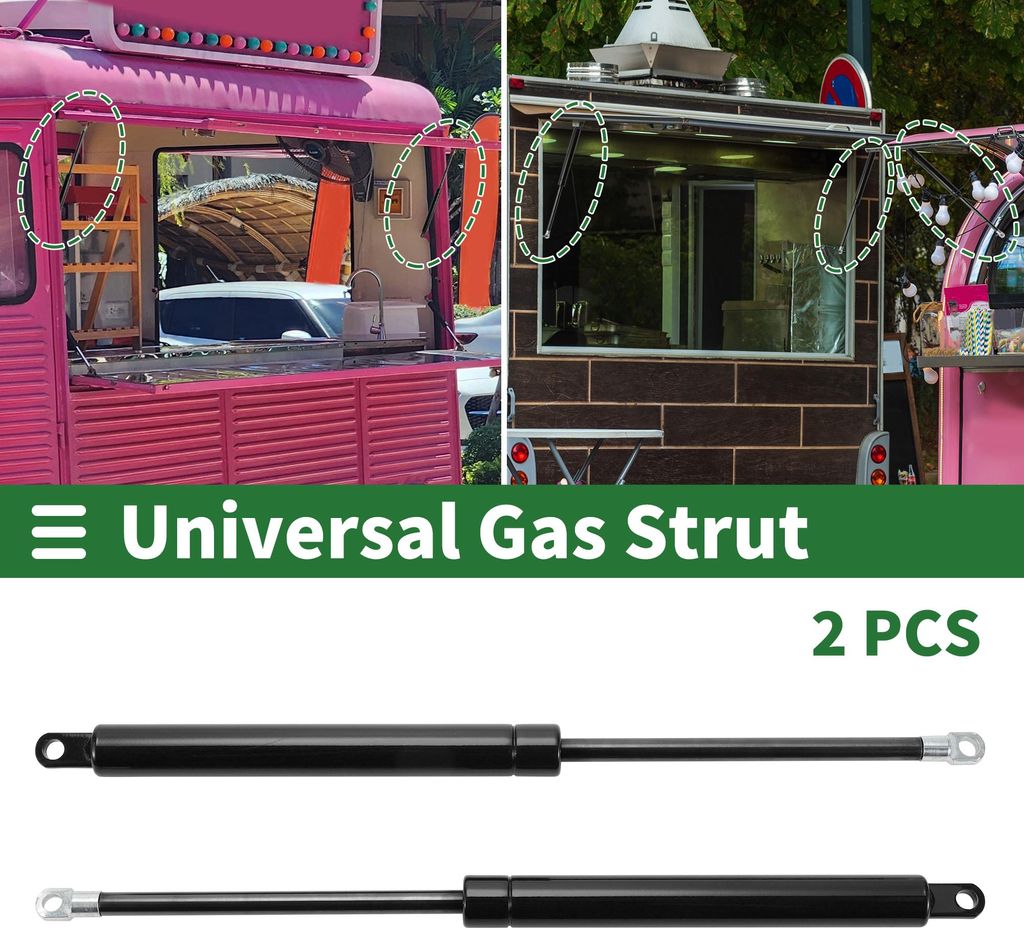 Universal-Hebestützen, Gasdruckfeder, 380 mm, 133 lb/600 N/60 kg, Metall, Schwarz, 2 Stück