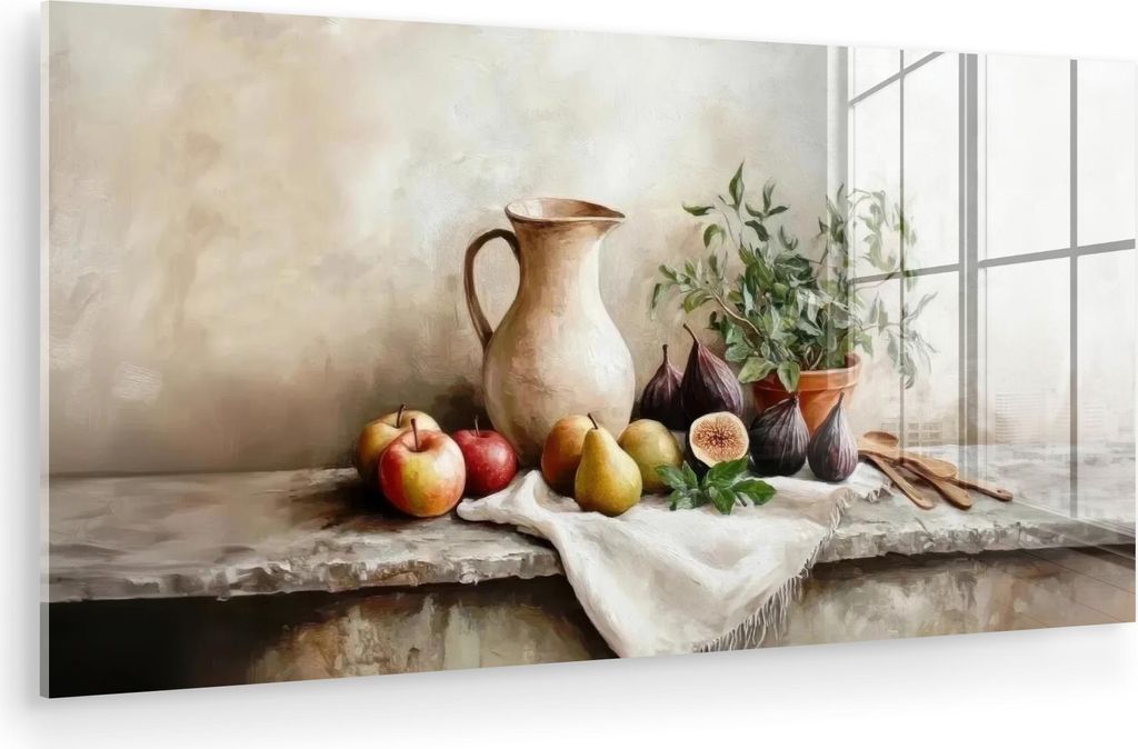 MuchoWow Glasbilder - Bilder auf Wandbild - Foto auf Glas Obst - Kräuter - Ländlich 80x40 cm Wanddekoration aus Glas - Acrylglasbild - Acrylbilde...