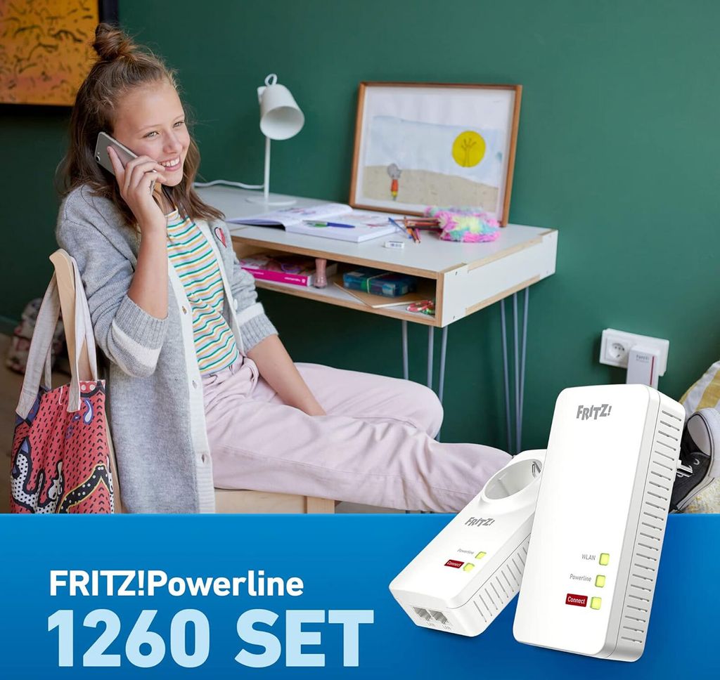 AVM FRITZ!Powerline 1260 WLAN Powerline-Adapter-Set Produktbild 