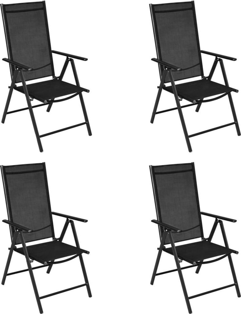 vidaXL Gartenstühle Klappbar 4 Stk. Aluminium und Textilene Schwarz