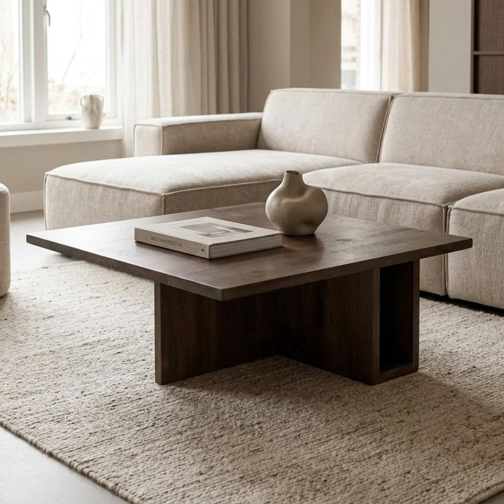 Giga Meubel Couchtisch Onni - Dunkelbraun Holz - 85x85x34cm