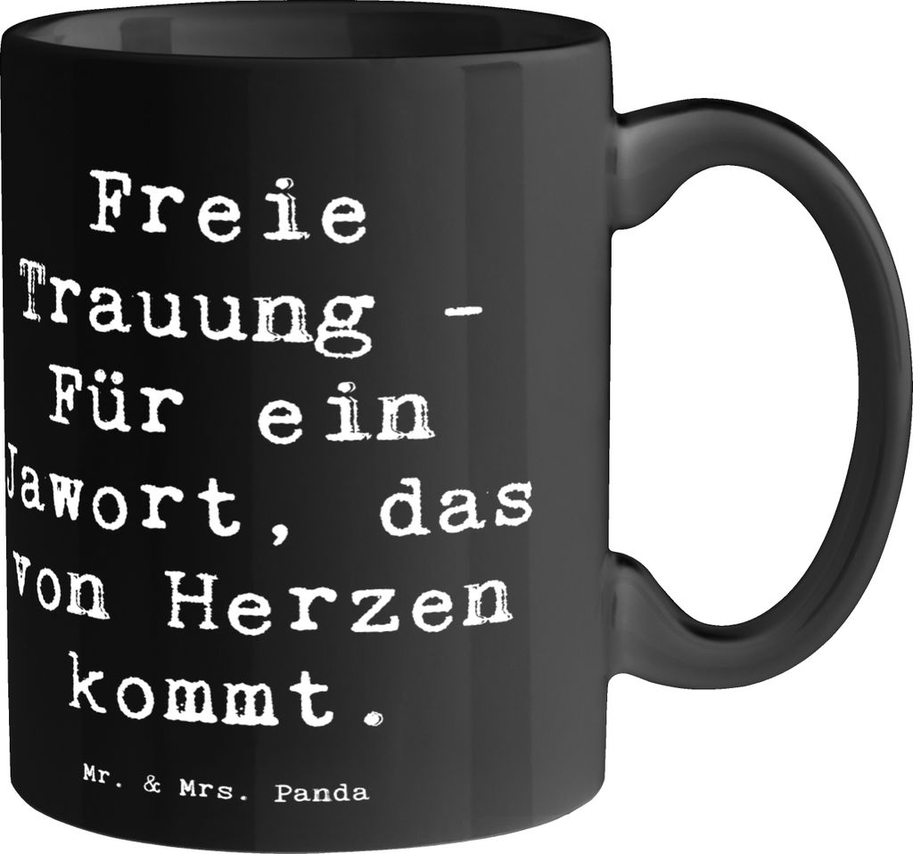 Mr. & Mrs. Panda Kaffeebecher Spruch Freie Trauung Jawort - Schwarz - Geschenk, Geschenke, individuelle, Teebecher, Teetasse, Kaffeetasse, Becher, ...