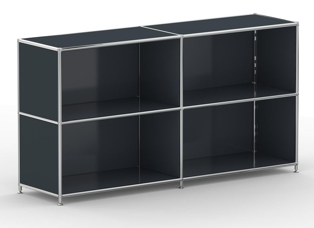 Regal Büro, 4 offene Fächer, Breite 152 cm, Anthrazitgrau