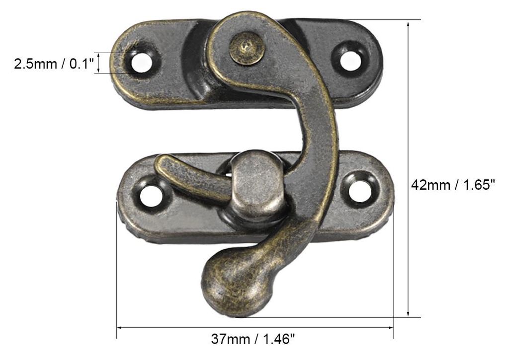 20 Stš¹ck Antiker Vintage Schnell Verschluss Rechte Riegelhaken Haspe Riegel 42mm x 37mm Schwingenriegel Bronze mit Schrauben