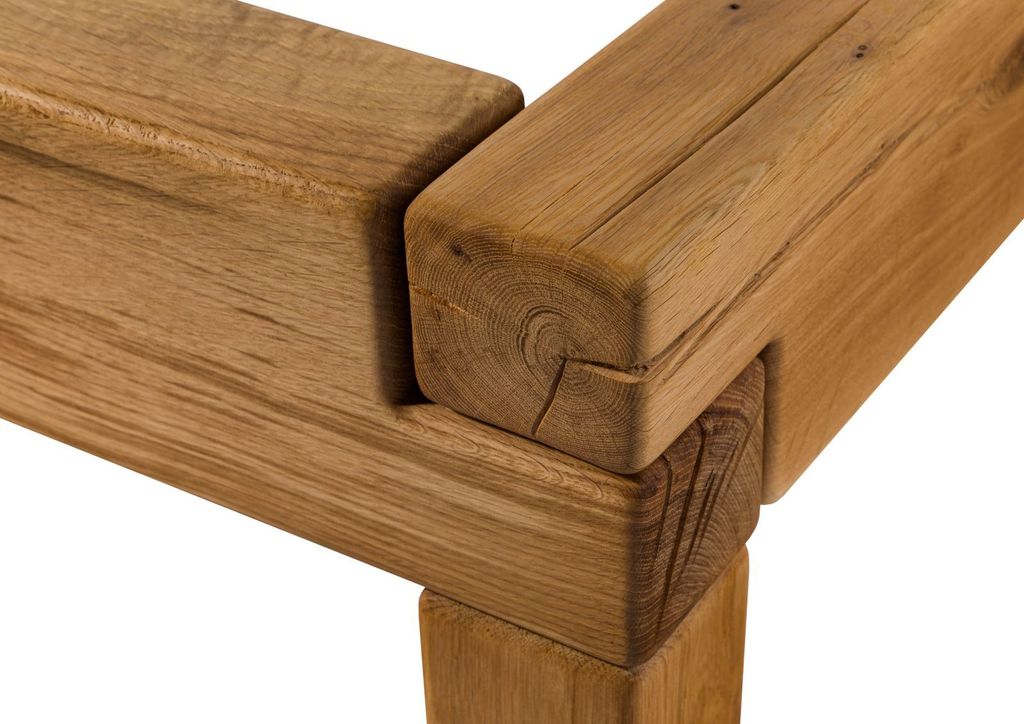 MASSIVMOEBEL24 Balkenbett Wildeiche 180x200x88,5 natur geölt KRAKAU #203