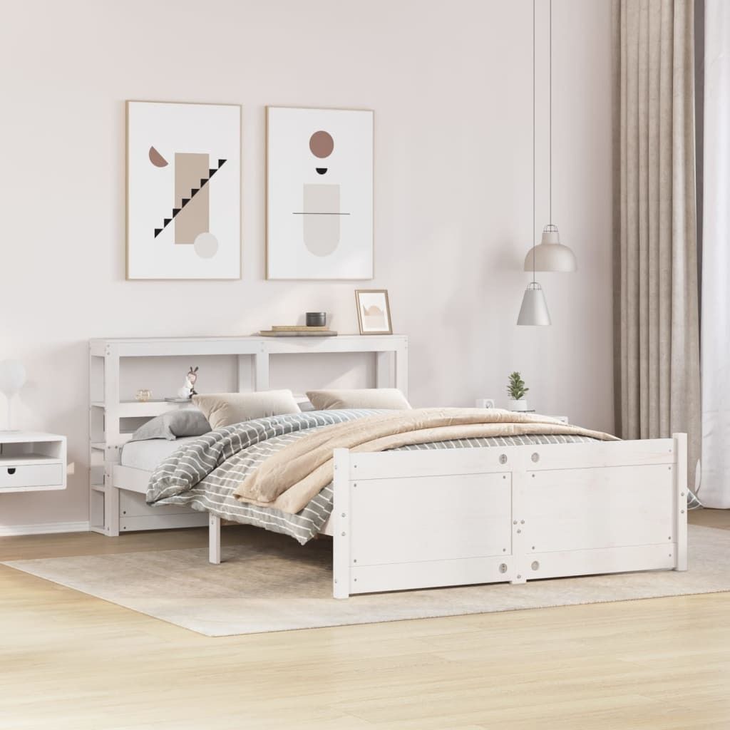 Maison Exclusive - Bettgestell mit Kopfteil ohne Matratze Weiß 150x200 cm