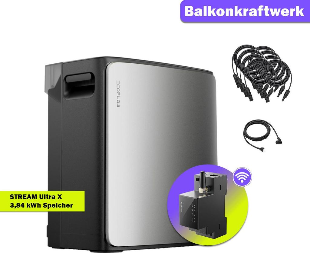 ECOFLOW STREAM Ultra X 3,84 kWh Solarpeicher 2300W mit Smarter Zähler 0% MwsT nach §12 Abs.3 UstG