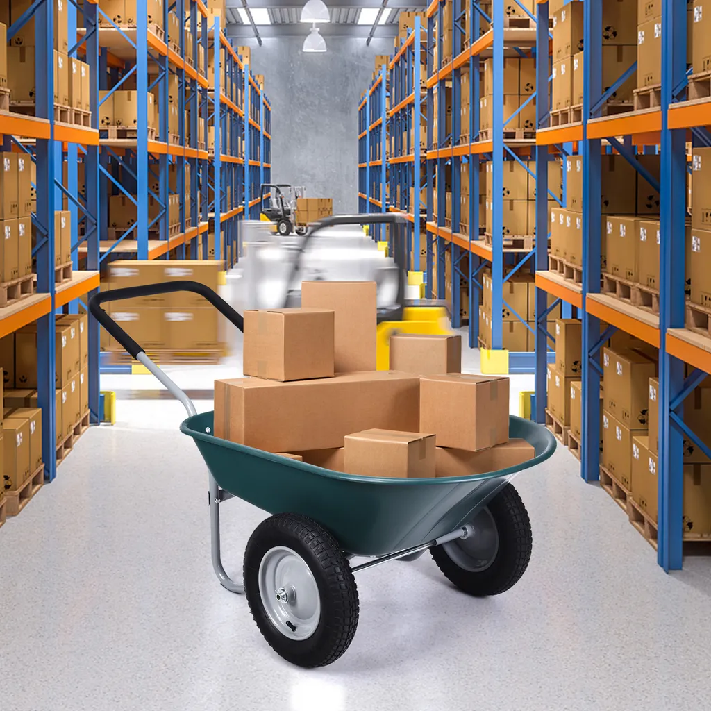 COSTWAY Carriola 2 Ruote 100kg | Design Ergonomico Verde Giardino - 2